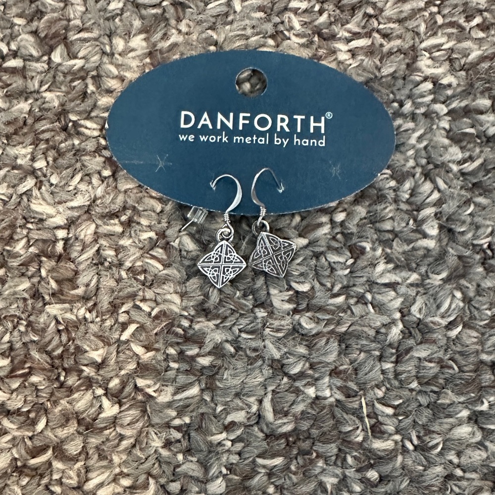 NWT Brand new Danforth Celtic know pewter dangle earrings. Made in Vermont, USA.